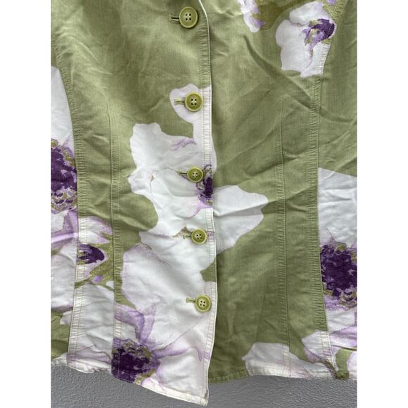 Womens Emma James Blazer Size 14 Green Floral 3/4 Sleeve Button Up - Picture 5 of 16